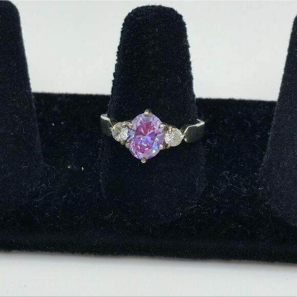 Vintage Silver purple sapphire diamond ring - Picture 3 of 11